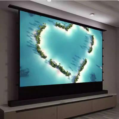 China Home theater 120 inch UST projectie schermen gemotoriseerde vloer stijgende projector scherm 4k CLR CBSP Te koop