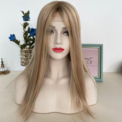 China Wholesale Remy Human Hair 100% Brown Blonde Accent Full Lace Front Jewish Wig HD Natural Hairline Transparent Kosher Lace Front Wig for sale