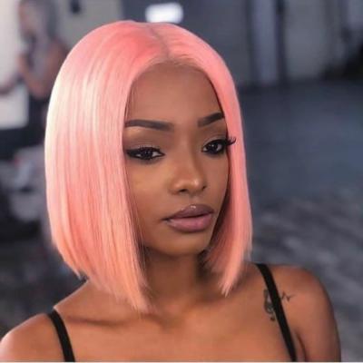 China 100% Lead Colored Pink Hair Wig Ombre Highlight Transparent Hd Lace Frontal Wig Real Hair Wigs for sale