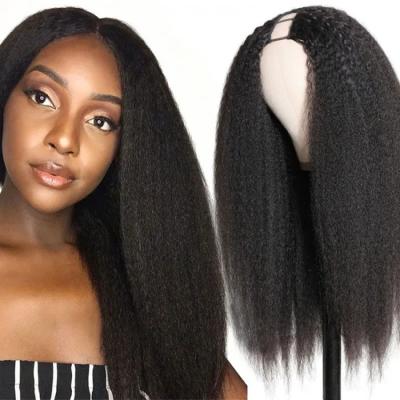 China 100% Curly Straight Hair U Part Wigs Yaki Hair Half Wigs Italian U Shape Straight Clip Straight for sale