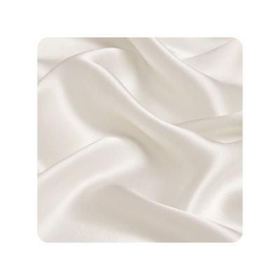 China Breathable Double Sided Silk Satin Fabric 16mm Silk Charmeuse To Line Silk Pillow Ivory White Color for sale