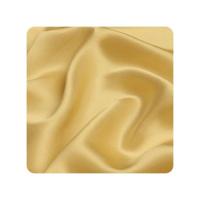 China Breathable Double Sided Silk Satin Fabric 19mm Silk Charmeuse For Silk Hair Scrunchies No.24 Gold Color for sale