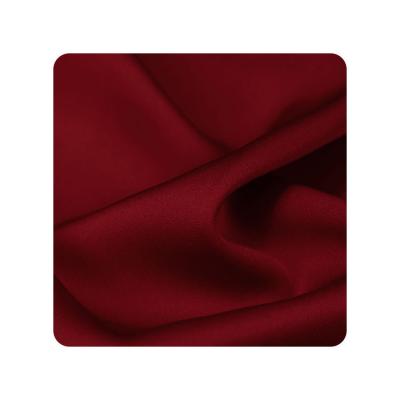 China Stretch silk fabric for dress 19mm silk double stretch georgette for shirts silk wine red color No.02 for sale