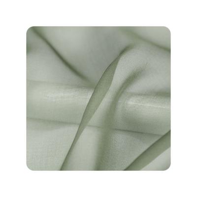 China 100% pure silk fabric 6mm silk chiffon fabric for silk scarf green color for sale