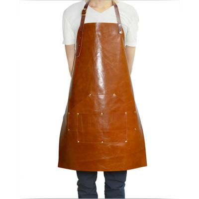 China 100% Eco-friendly Full Grain Cowhide Leather Coffee Apron Butcher Leather Aprons for sale