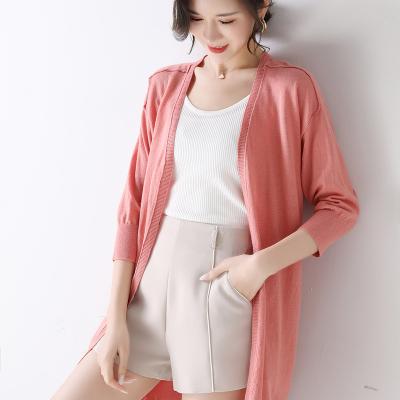 China 2021 spring cardigan jacket spring mid length foreign trade breathable lightweight cotton knitwear Korean new sweater women for sale