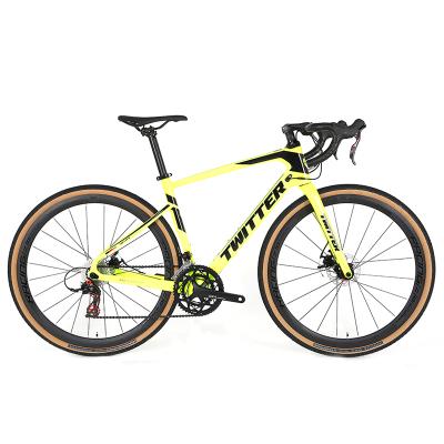 China Cheap carbon fiber twitter factory 700c road bike for sale disc brake carbon gravel bike road bicycle for men women 24 speed roadbike for sale