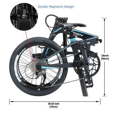 China KABON Carbon Fiber Folding Bike For Adults, Women, Men's Speed ​​Carbon Fiber City Easy Folding Bicycle 9 20 Inch Wheels, Disc Brake for sale