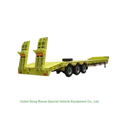 China Heavy Duty 80t  Lowboy Truck Trailer Low Bed Trailer with Ladder 3 Axles 60ton for sale