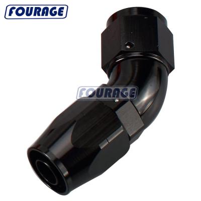 China Oil Aluminum Anodized 45 Degree Elbow One Piece High Flow Swivel Female One Thread To One Fuel /Oil/Air Hoses Adapter for sale