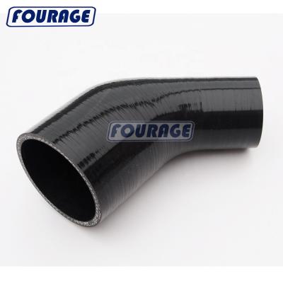 China PLI 5mm Wallthickness 120mm Length Automotive 45 Degree Multi-Wire Reinforced Silicone Rubber Reinforced 45 Degree Race Car Part Reducing Fuel Hose Tube Elbow Reducer Hose for sale