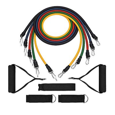 China Strength Training Amazon Hot Sale 11 Piece Fitness Resistance Bands Set 5 Tubes With Handles Door Anchor Ankle Strap for sale