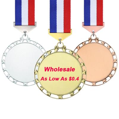 China Wholesale Europe and America LY Blank Medals Customize Event Free Laser Engraved Sports Metal World Champion Medal With Ribbon for sale