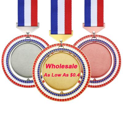 China Wholesale Sublimable Custom Cheap Manufactural Souvenirs Metal Race Awards Insert LY Sports Medals Gold Blank for sale