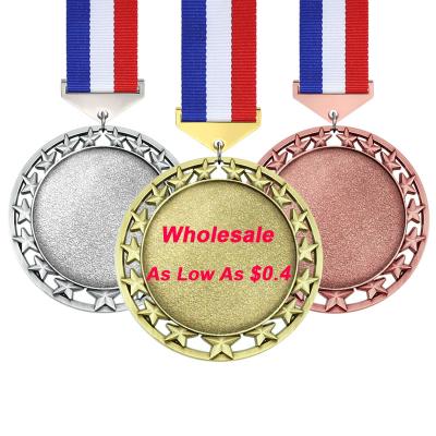 China Wholesale Custom Sublimable Gold Simple 3D Sports Medals Europe and America LY White Silver Bronze Star Medals Rate Blank Medals for sale