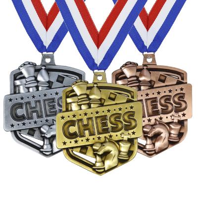 China Free Custom Medals Medallas Deportivas Wholesale Low Price Laser Awards 3D Metal Gold Chess Medals from Europe and America LY for sale