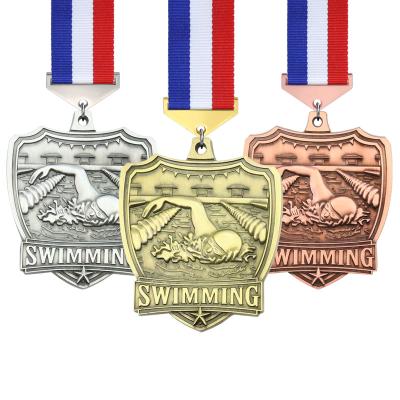 China Europe and America Laser Metal Fiesta Medals Free Custom Metal Sport Swimming Medals LY for sale