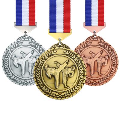 China Europe and America Kickboxing Medals Race Award Sports Metal Kickboxing Medals Ribbons and Custom Good Quality Medals for Sports for sale