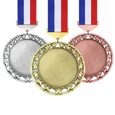 China Europe and America LY Custom Design Wholesale Cheap Sublimable Gold Race White Sports Medals for sale