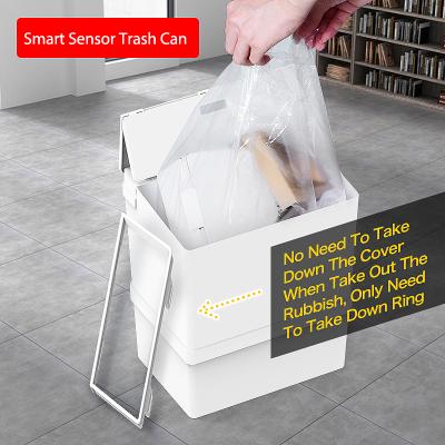 China Factory Price Cheap Kitchen Folding Smart Automatic Packaging With Lid Household White Smart Trash Can for sale