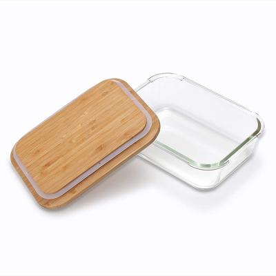 China LULA Wholesale Luxury Eco Friendly Fresh Preservation Glass Cooler Glass Food Container Sets with BPA Free Lid Bamboo Meal Prep Containers for sale