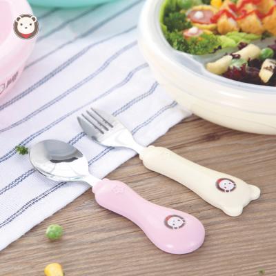 China LULA Feeding Smooth Edge Baby Viable Fork and Feed Japanese Stainless Steel Spoon Flatware Kids Tableware for Child Cutlery Set for sale