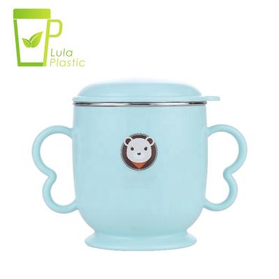 China LULA Grow Viable With Me 275ml Cute Cartoon Kids Cup Proof Baby Stainless Steel Hot Mug With Double Handle for sale