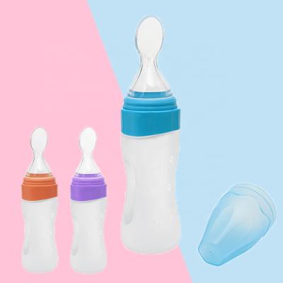 China LULA Toddler Food Spoon Infant Feeding Bottle BPA Free Milk Food Standard Neck Bottle Newborn Baby Bottle Set with Spoon for sale