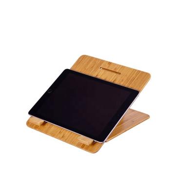 China Eco-friendly Foldable Bamboo Adjustable Notebook Stand Book Holder Foldable Laptop Stand for sale