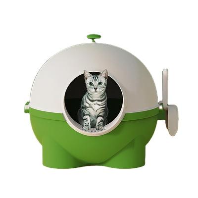 China Viable Wholesale Fully Enclosed Cat Litter Box Deodorizer Splash Cat Toilet with Large Spatula Capsule Cat Litter Box for sale