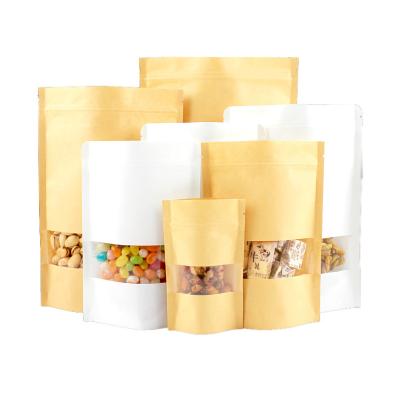 China Biodegradable Custom Printed For Tea Coffee Nut Wrapping Paper Ziplock Holder Up Pouch With Zipper And Window Food Packaging Bag for sale