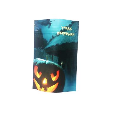 China Recyclable Halloween Candy Bags Small Plastic Halloween Goodie Foil Mylar Zipper Colorful Bags For Trick Or Treat for sale