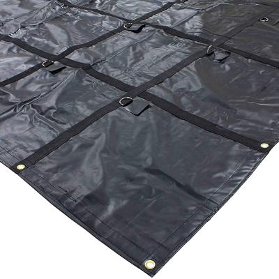 China Water Resistant 16' x 24' Heavy Duty Steel 18 Ounce Tarp Flatbed Truck Tarps Black for sale