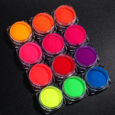 China Glow in the Dark Fluorescent Neon Nail Art Pigment Glow Powder DIY Nail Flashflaw in the Dark for sale