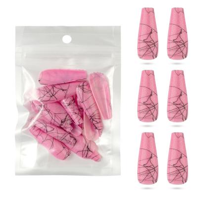 China Meaterial Eco-Friendly 2022 Nail Supplies For Salon Coffin Abstract Style Nail Art Tips Ballerina Long Press On Nail for sale