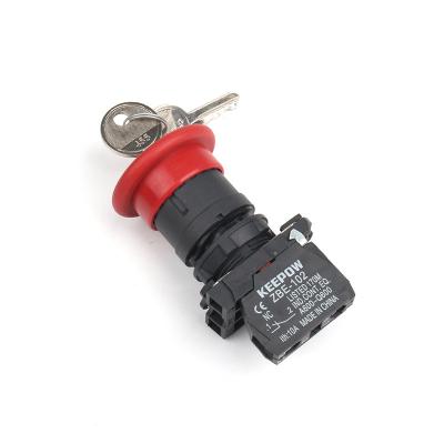 China XB5-AS142 Self Release Emergency Key Push Button Switch Mushroom Push Button Switch With Key XB5-AS142 for sale