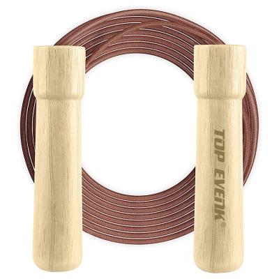 China Durable Wooden Jump Rope Leather Jump Rope With Wooden Handle for sale