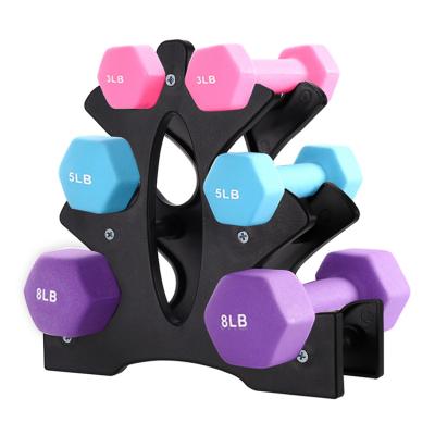 China Modern Home Office Exercise Accessories 3 Row Dumbbell Weighs Plastic Handle Rack Small Dumbbell Rack Rack for sale