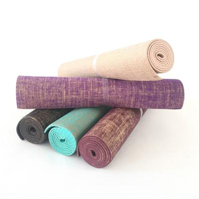 China Custom Printed Yoga Pilate Exercise Mats Eco Friendly Fitness Natural Jute Hemp Yoga Mat for sale