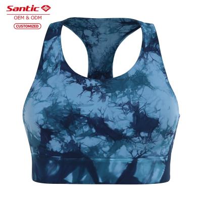 China Breathable Sea Blue Tie Dye Design With Hollow Back Can Be Customized LOGO Tie Dye Yoga Bra for sale