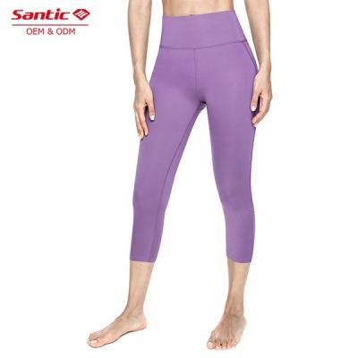 China 2019 New Breathable Sale 3/4 Gym Running Purple Leggings With Phone Pocket For Women for sale