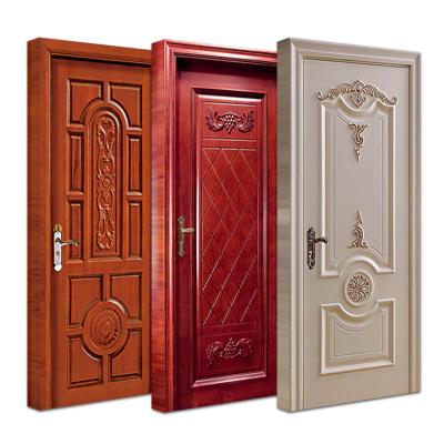 China HS-WD6 sound insulation home interior luxury veneer solid wood composite doors design wooden door for bedroom for sale