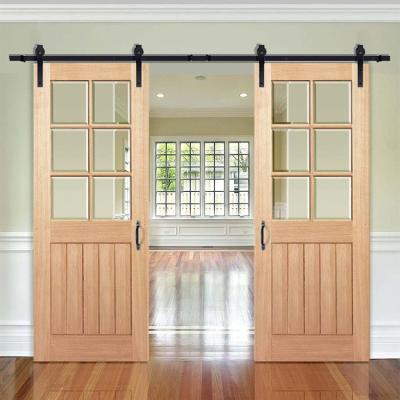 China HS-BD004 Modern Home Style Interior Barn Style Sound Insulation French Room Wooden Door With Glass for sale