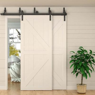 China HS-BD001 Sound Insulation Interior Sound Proof Barn Doors Custom Double Sided Sliding Plank Solid Wood Barn Door for sale