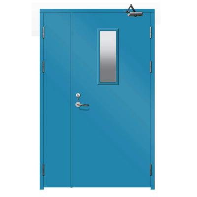 China Modern HS-FS02 Made in Hospital Commercial Internal Room Acoustic Porcelain Industry Fire Rated Double Leaf Steel Door for sale