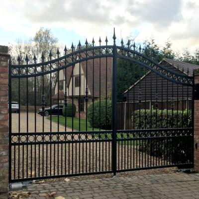 China HS-MG12 Easily Assembled Cheap Barriers and Wrought Iron Home Base Track Metal Grill Fence Gates Design for sale