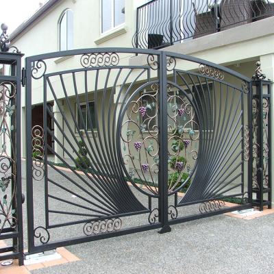 China Home HS-MG77 Security Exterior Front Main Entrance Door Arch Wrought Iron Door Easily Compiled Flat Design for sale