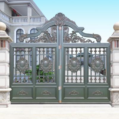 China HS-LH008 Foshan factory easily assembled villa entrance doors design European style metal profile courtyard gate aluminum door for sale