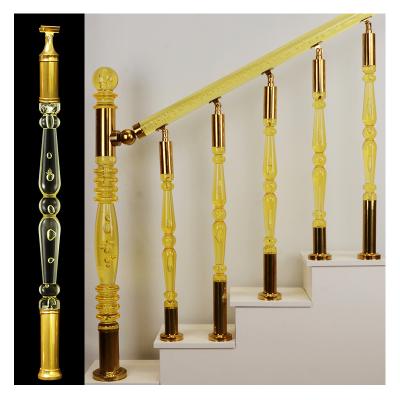 China Modern Hot Sales Luxury High Transparency Metal Baluster Fitting Crystal Acrylic Balustrade For Stair Handrail for sale