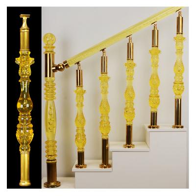 China Modern Indoor Stair Railing Laser Cut Crystal Balustrade Antique Style Stair Railing Acrylic Baluster for sale